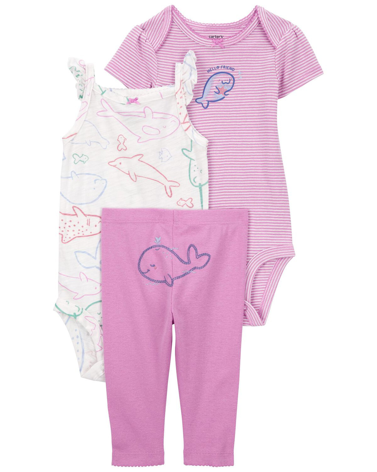 Purple/White Baby 3-Piece Whale Little Character Set | carters.com | Carter's