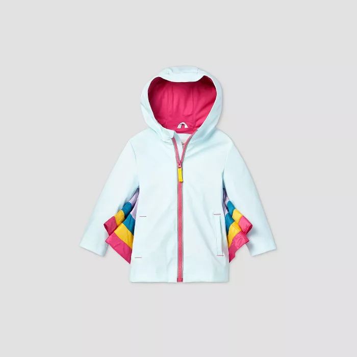Toddler Girls' Rainbow Rain Jacket - Cat & Jack™ Mint Blue | Target