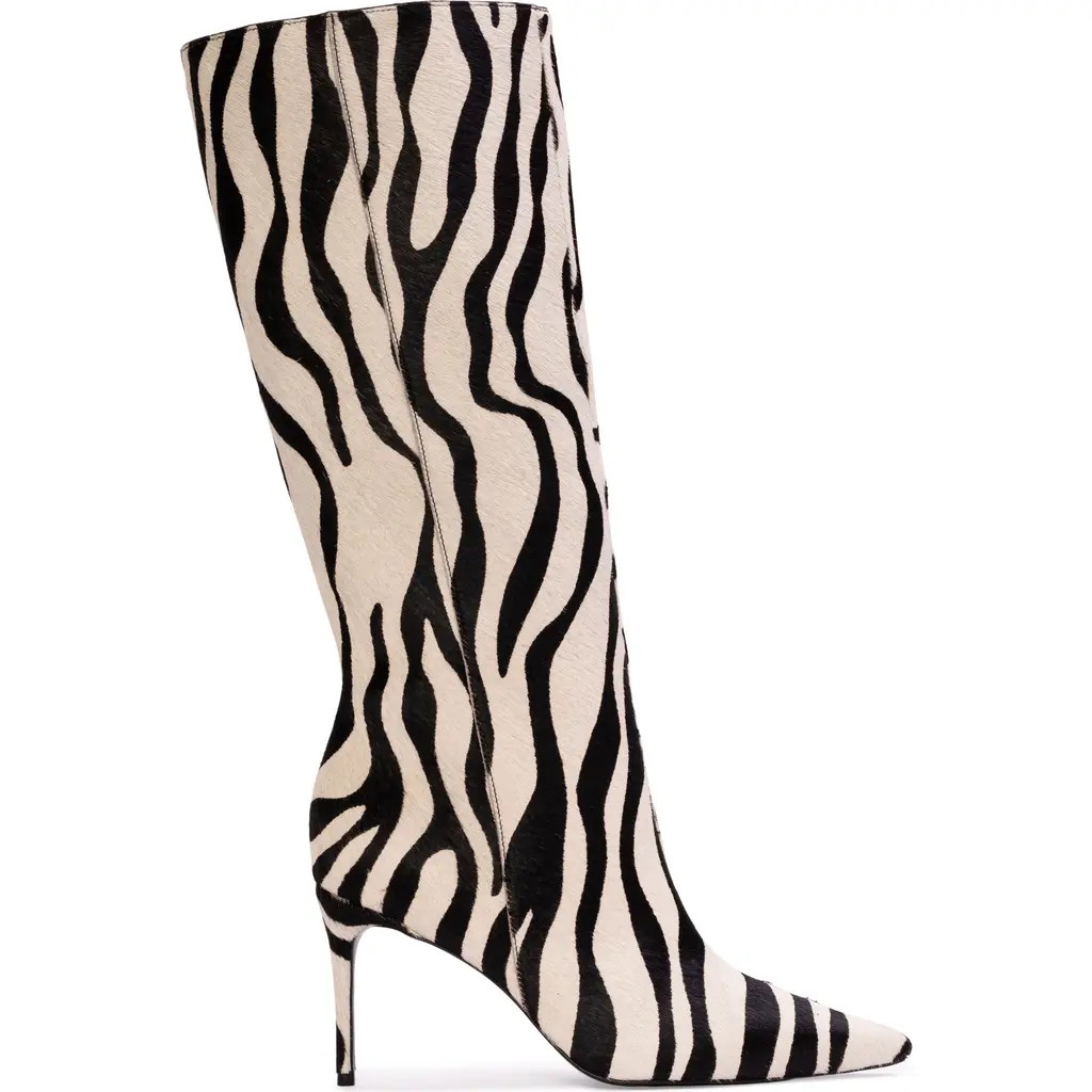 BLACK SUEDE STUDIO Ember 80 Pony Hair Boot in Zebra Pony Hair at Nordstrom, Size 39 | Nordstrom