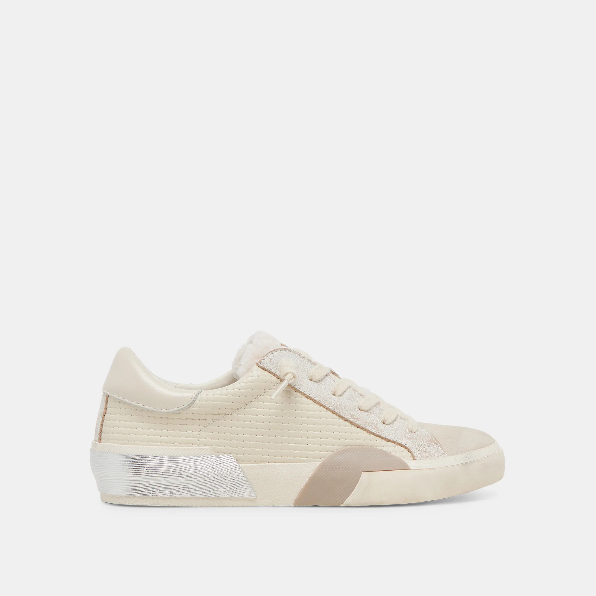 ZINA PLUSH SNEAKERS OFF WHITE WOVEN | DolceVita.com
