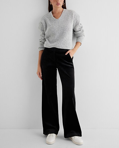 Editor Mid Rise Velvet Relaxed Trouser Pant | Express