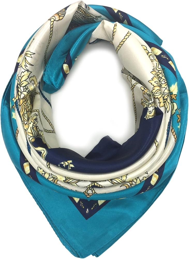 Silk Like Scarf Women's Fashion Pattern Large Square Satin Headscarf | Amazon (US)