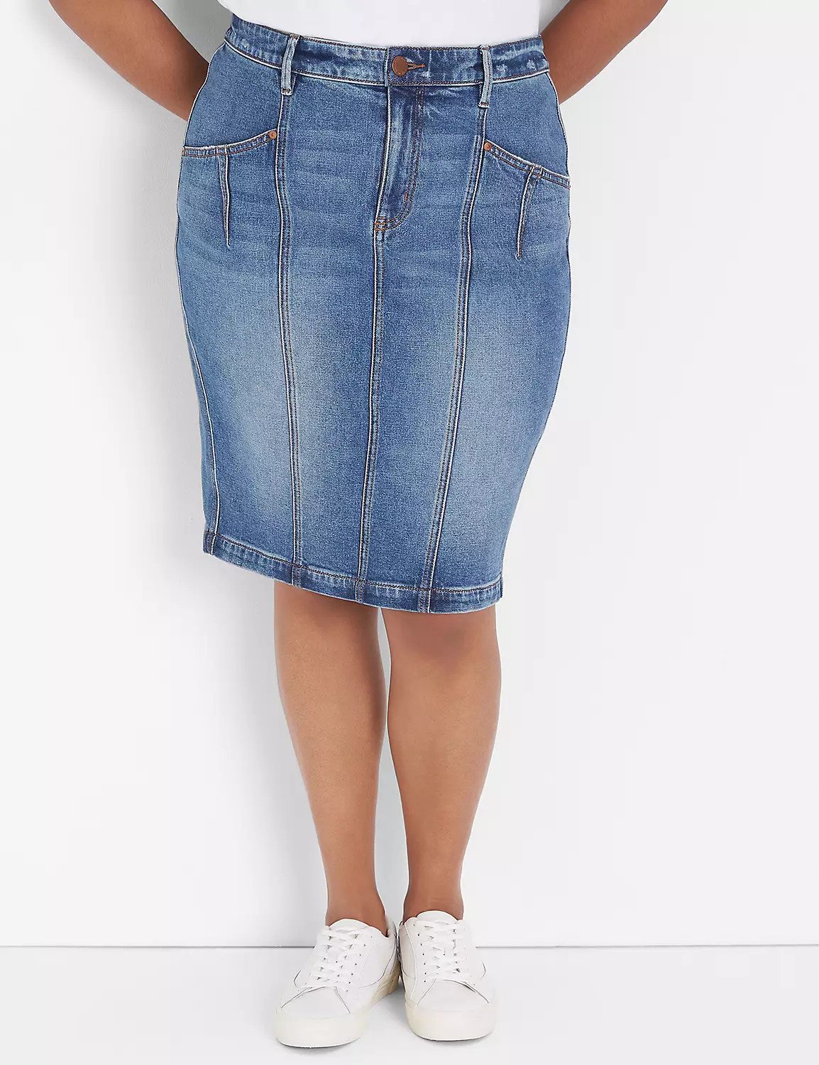 Denim Seamed Midi Skirt | LaneBryant | Lane Bryant (US)