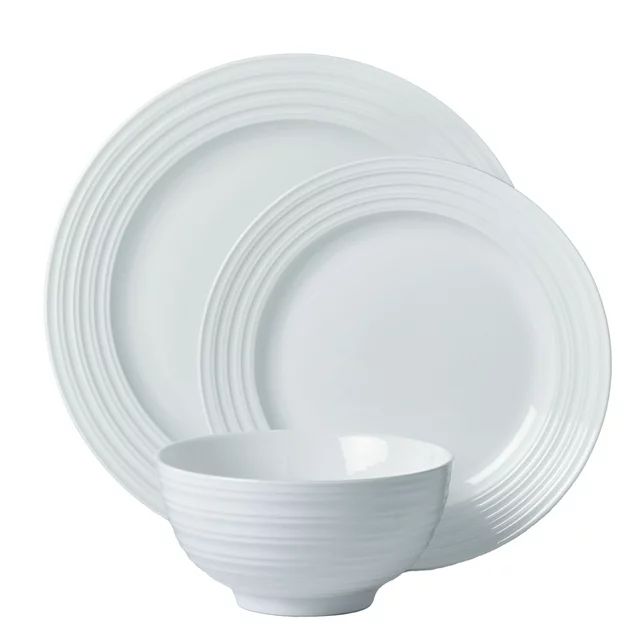 Better Homes & Gardens Anniston 12-Piece Porcelain Round-Shaped Dinnerware Set | Walmart (US)