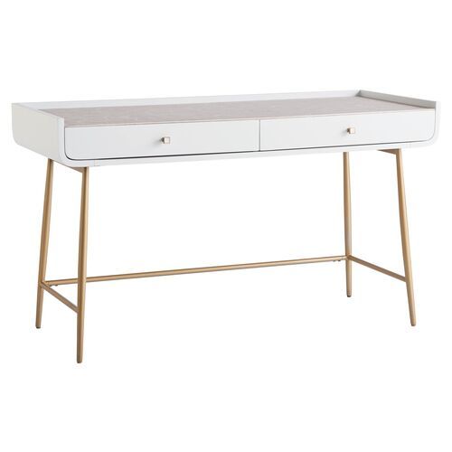 Allure Vanity Desk, White Lacquer | One Kings Lane