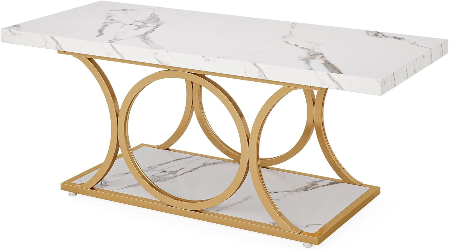 Tribesigns 46.45” Rectangle Coffee Table, Modern Coffee Tables for Living Room, 2-Tier Faux Mar... | Amazon (US)