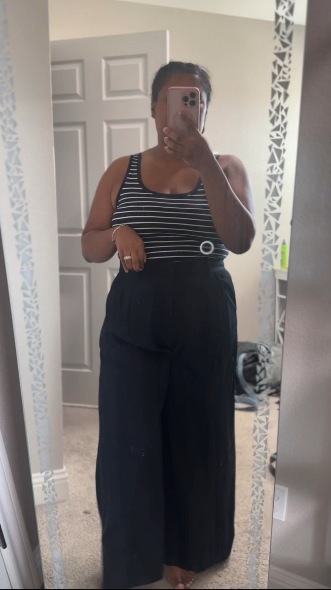 Wearing a size large tank and 16 petite pants 