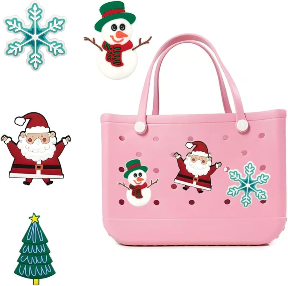Christmas Theme Bag Charms for EVA Beach Travel Tote Bag Handbag Accessories with Chrismas Tree,S... | Amazon (US)
