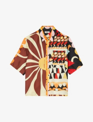 Graphic-print relaxed-fit silk shirt | Selfridges
