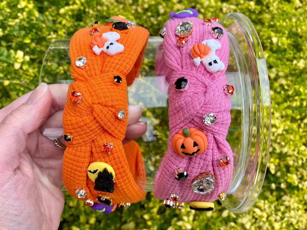 Kid Toddler Halloween Knotted Headband Halloween Headbands Jeweled Knotted Headband Pink Hallowee... | Etsy (US)