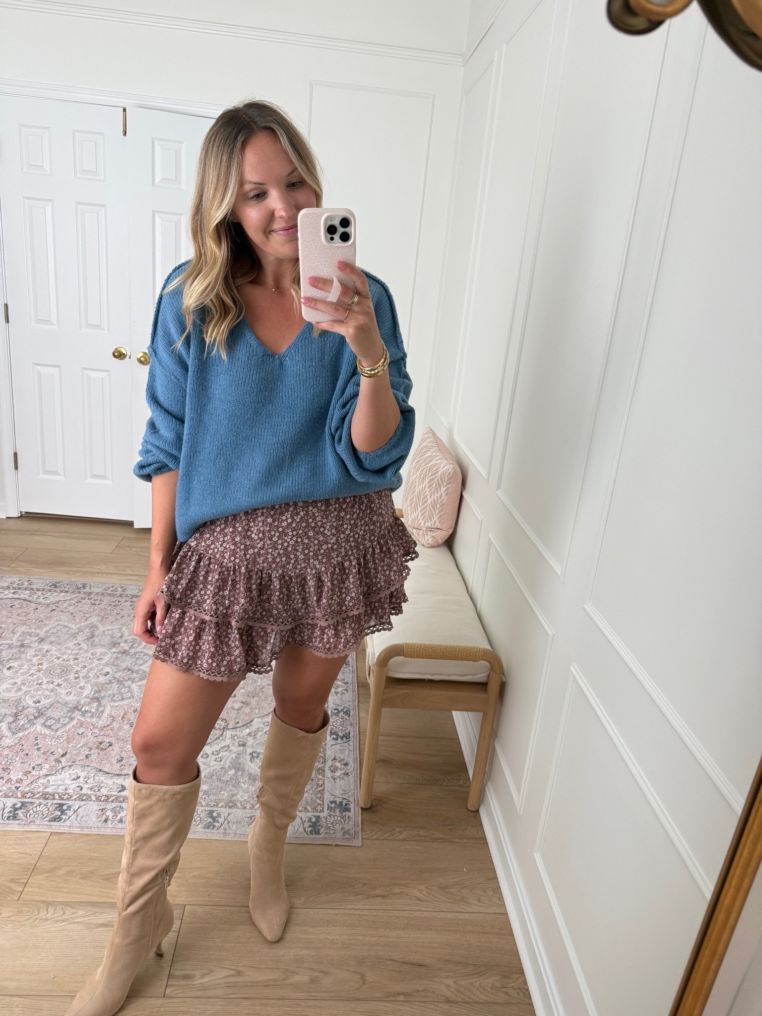 Cute fall outfit - date night outfit - large skirt and med sweater

#LTKSeasonal #LTKMidsize