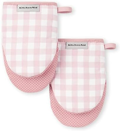 KitchenAid Gingham Mini Oven Mitt 2-Pack Set, Dried Rose, 5.5"x8" | Amazon (US)