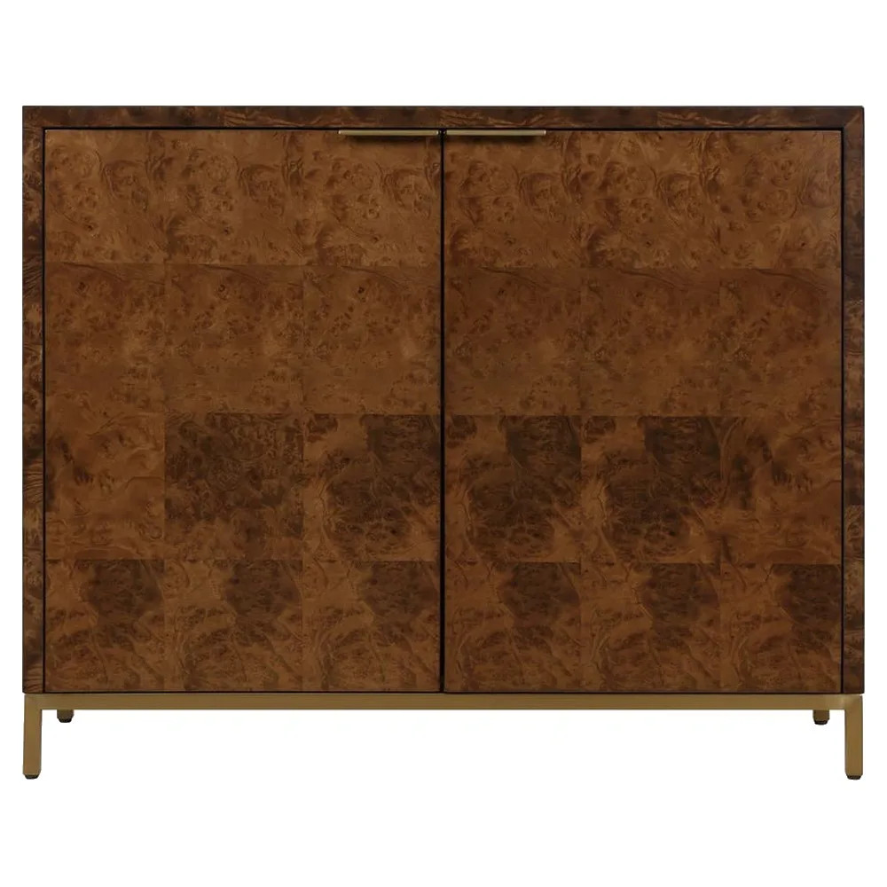 Holbrook Modern Classic Brass Brown Wood Cabinet | Kathy Kuo Home