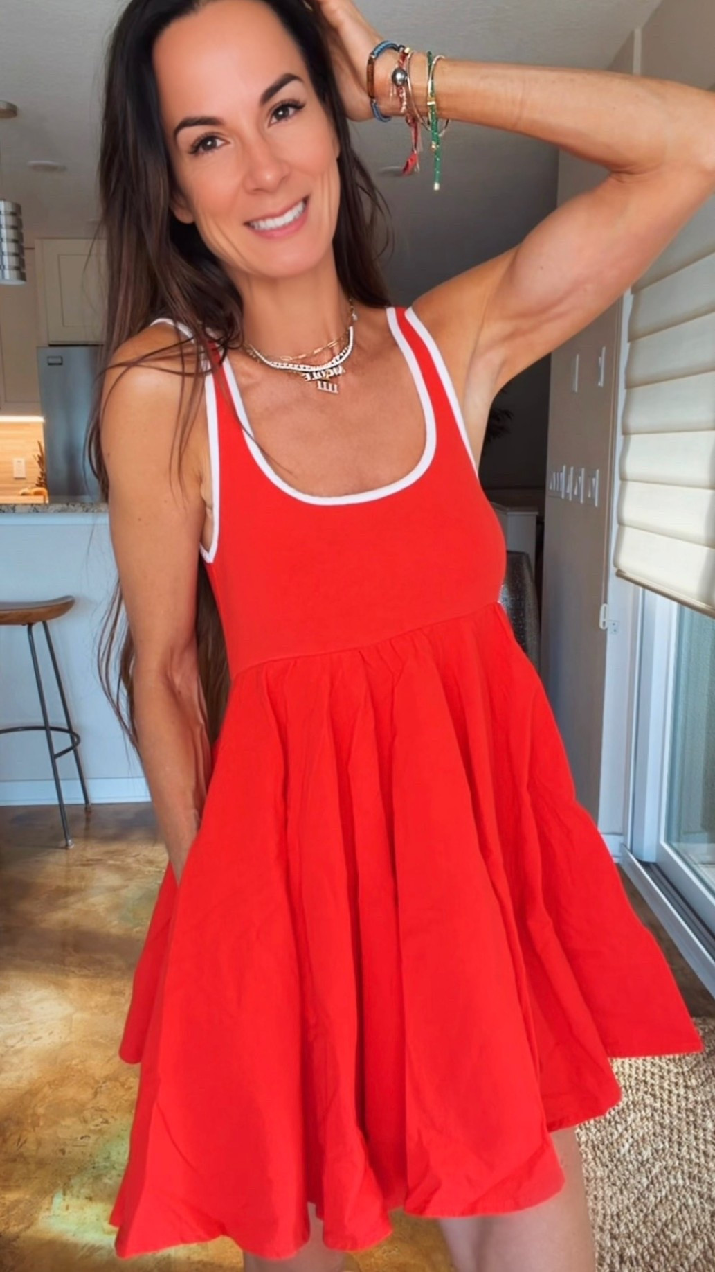 🚨 WARNING: This dress may cause excessive twirling. ❤️💃

Tell me this isn’t the cutest little festive dress you’ve ever seen! The flirty skirt, the sporty trim, the pockets (!!), and that gorgeous pop of red… she’s ready for backyard BBQs, fireworks, brunch, boat days, and every Fourth of July celebration on the calendar.

And the best part? She’s only $60. 🙌 Looking festive doesn’t have to come with a designer price tag.

Now excuse me while I find literally any reason to spin around in this all weekend. ❤️🤍💙

Wearing XS

#NicoleColeeStyle #FourthOfJulyStyle #SummerStyle #RedDress #FestiveFashion

#LTKdayinmylife #LTKgrwm #LTKootd