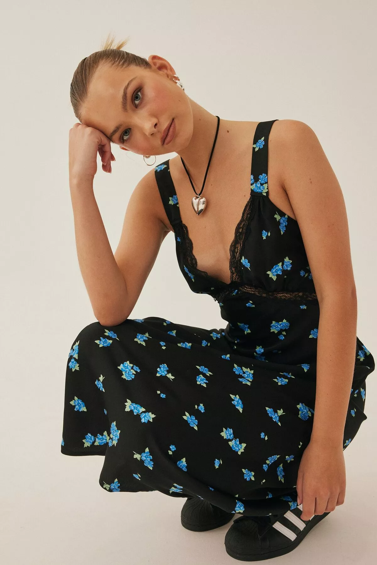 Topshop spot plunge neck midi outlet dress