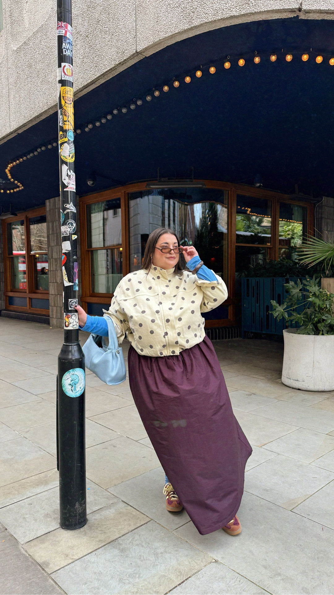 That viral yellow polka dot funnel neck jacket was calling out for a burgundy + blue combo! 

Denim spring jacket city break outfit inspiration 

#LTKspring #LTKuk #LTKplussize