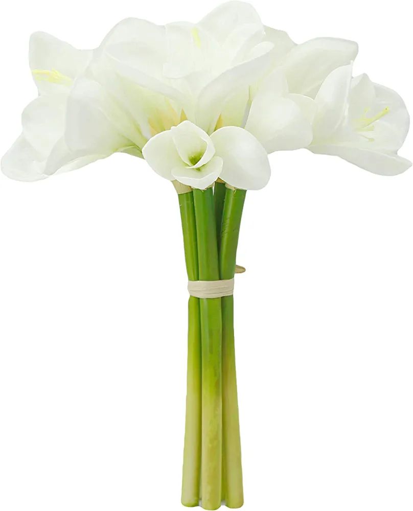 Amazon.com: 12" Real Touch Artificial Amaryllis Bouquet Home Office Hotel Decoration Wedding Centerp | Amazon (US)