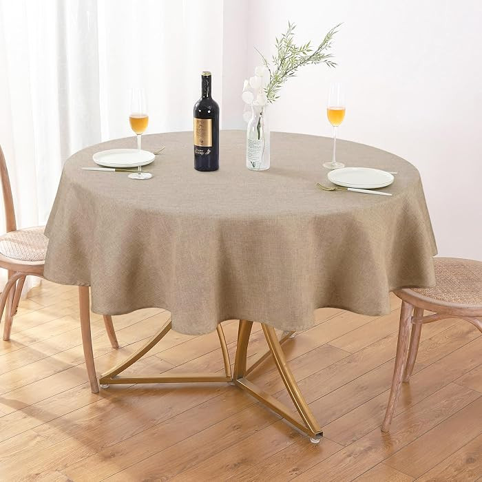 AUSSPVOCT Textured Linen 60 Inch Round Tablecloth Up to 40'' Tables, Waterproof Spill-Proof Wipea... | Amazon (US)