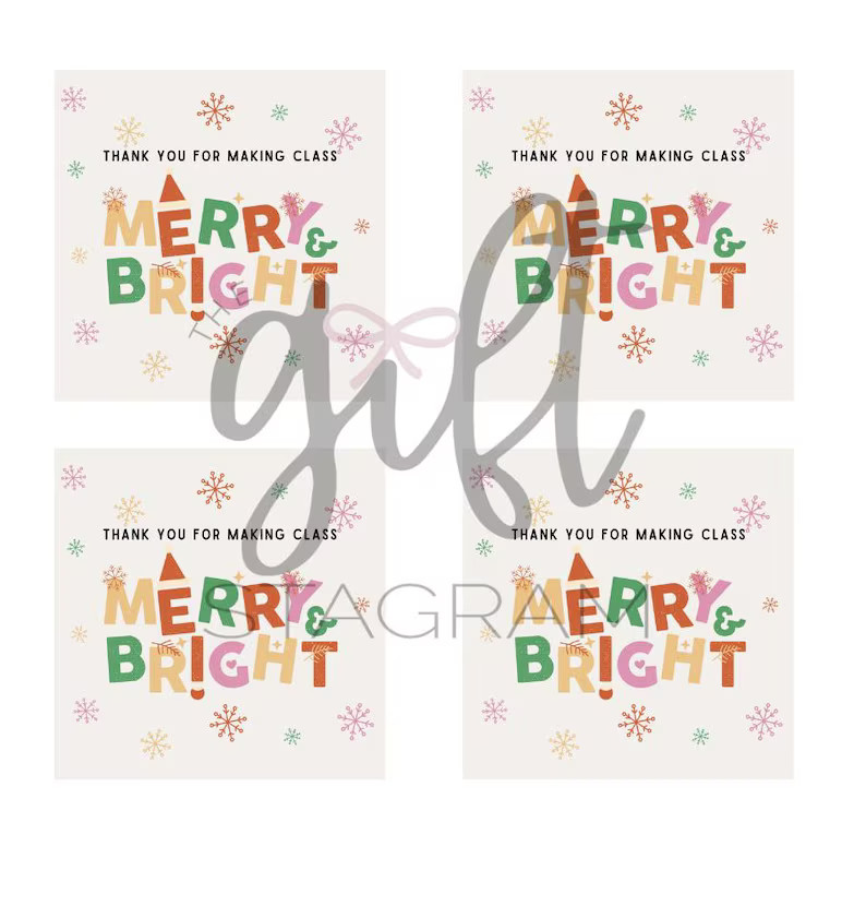 Thank You for Making Class Merry & Bright Gift Tag | DIGITAL DOWNLOAD | Holiday Gift Tag | Holida... | Etsy (US)