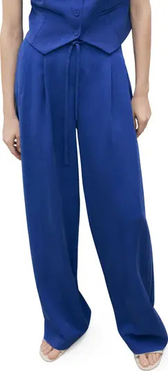 MANGO Tie Belt Wide Leg Pants | Nordstrom | Nordstrom