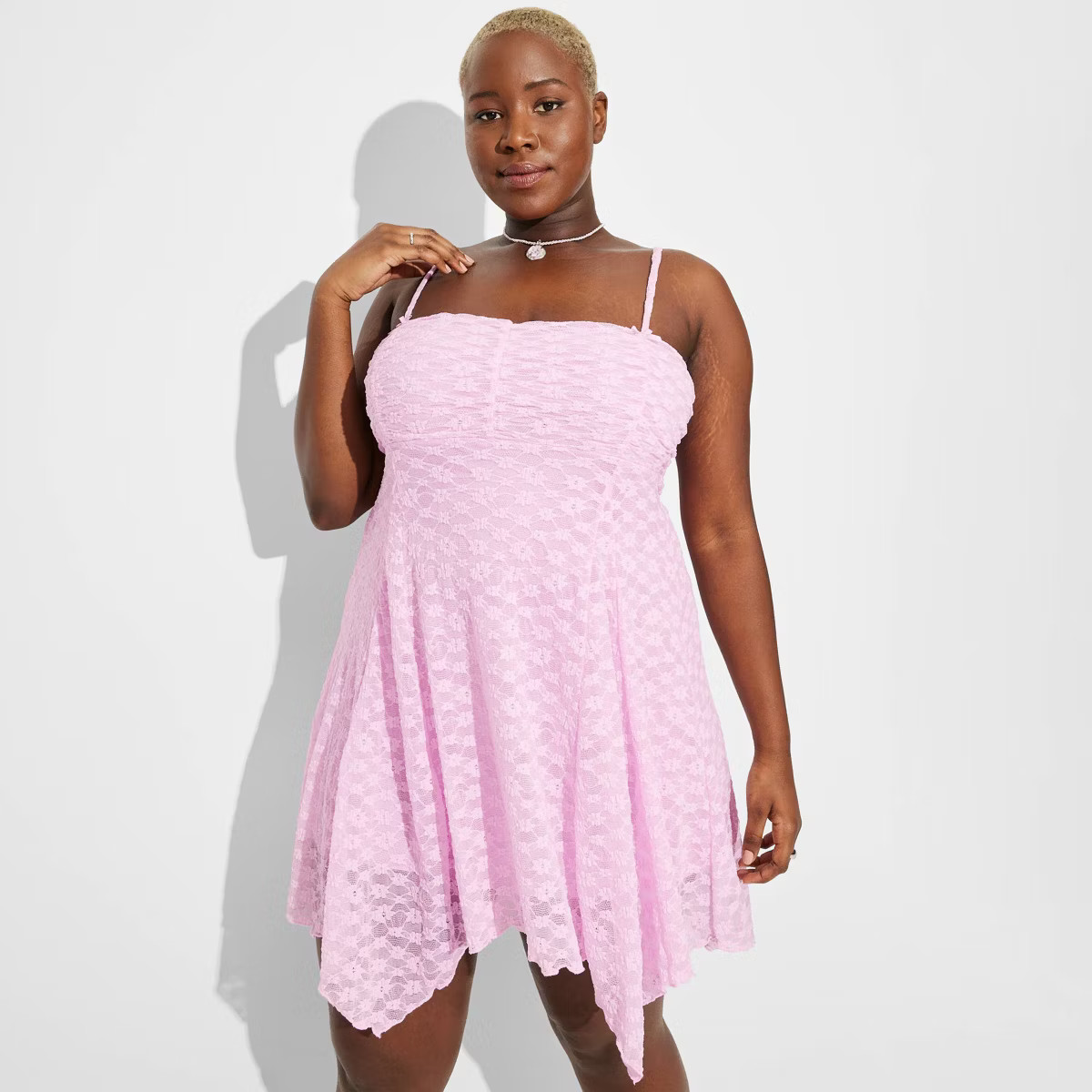 Women's Lace Knit Ruched Mini Babydoll A-Line Dress - Wild Fable™ | Target