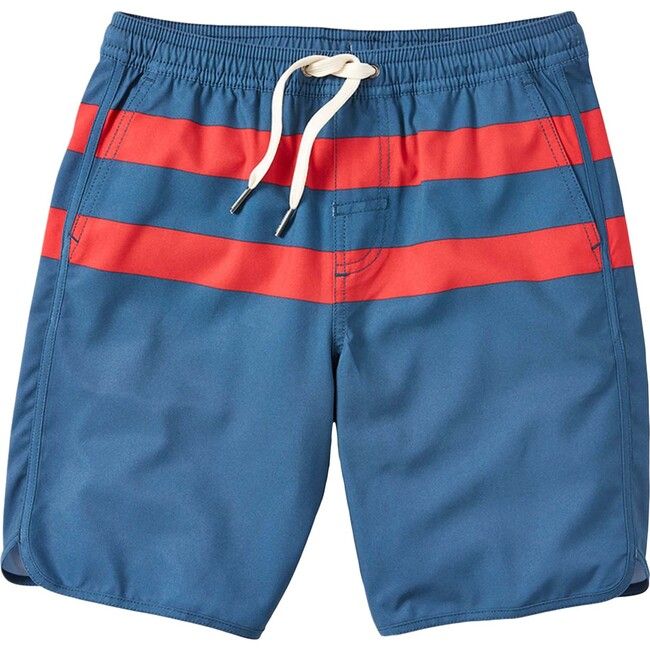 Fair Harbor | Kid's Anchor Kids Swim Trunk, Red Stripe (Navy Blue, Size Large) | Maisonette | Maisonette