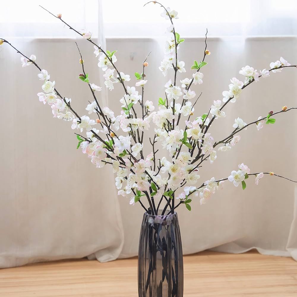 Cherry Blossom Branches, Faux Silk Artificial Flowers Plum Decoration Tree 47" Long Stems for Vas... | Amazon (US)