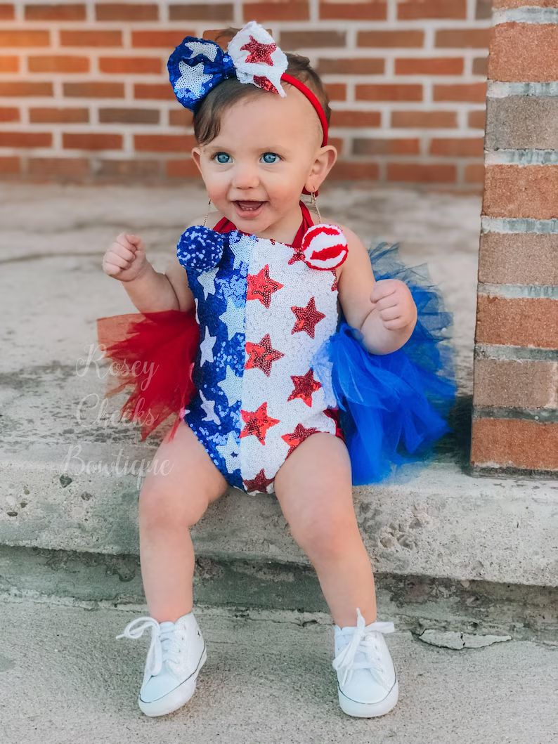 4th of July Girls Romper Outfit / Baby Girls Toddler Girls American - Etsy | Etsy (US)