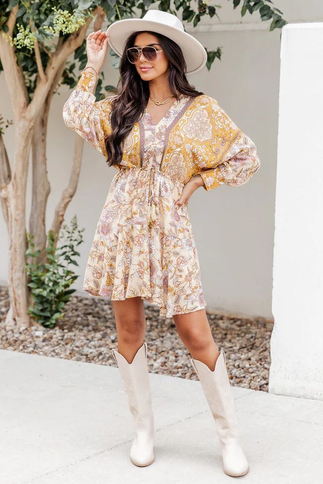 All Your Love Floral Border Printed Mini Dress | Pink Lily
