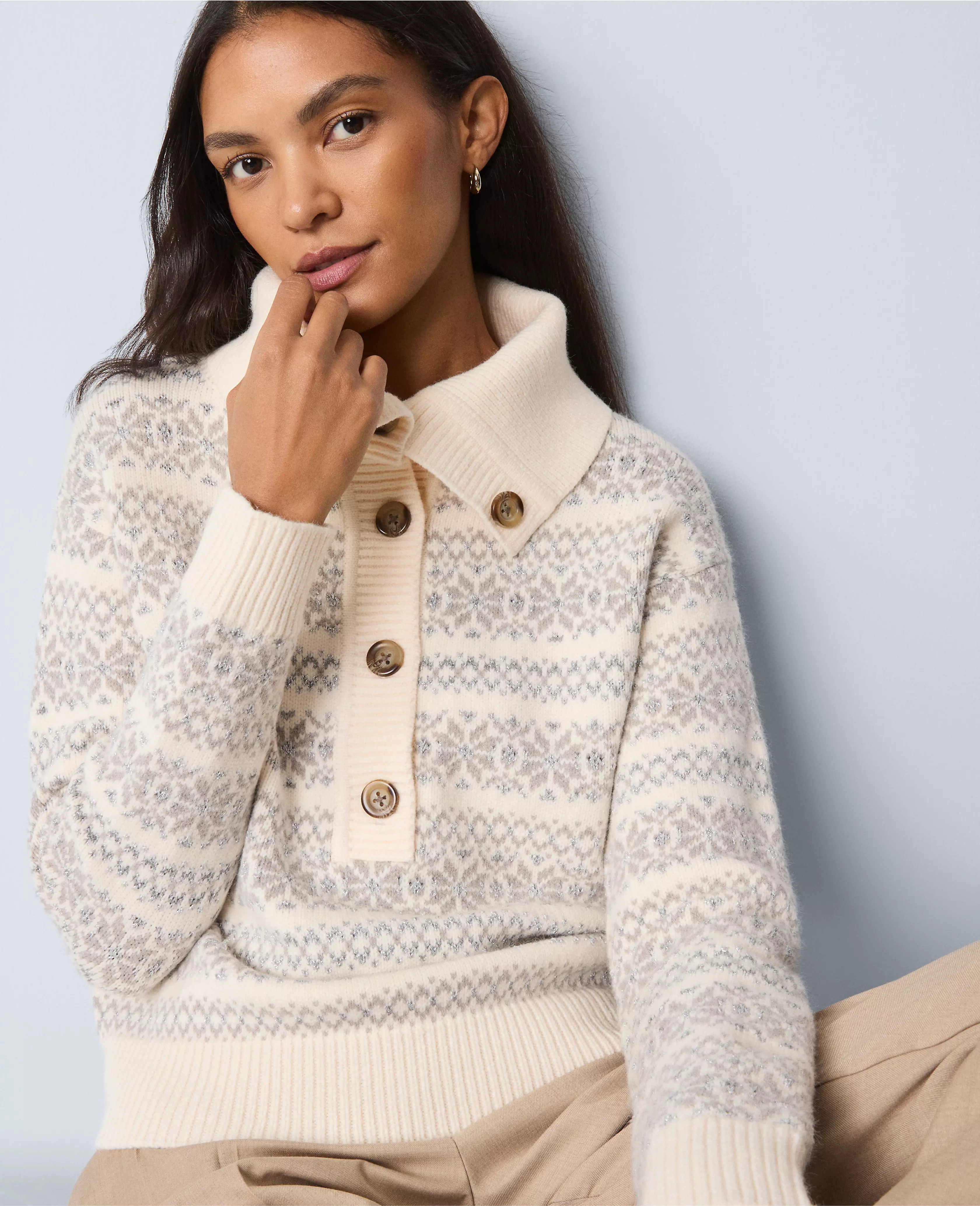 Weekend Collection Fair Isle Polo Sweater | Ann Taylor