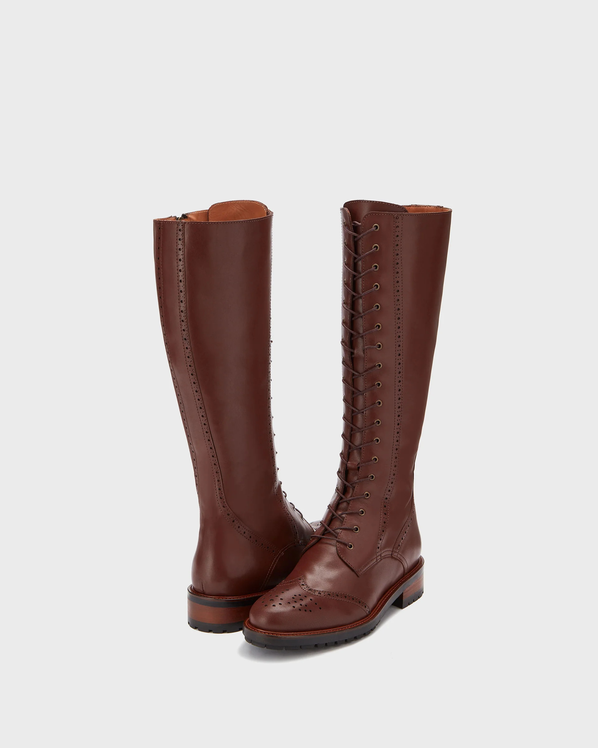 Marvel Brown Leather Flat Knee High Boots | DuoBoots | DuoBoots