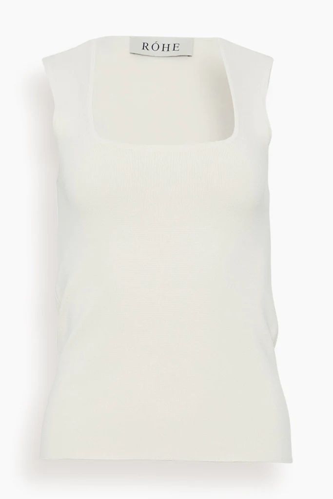 Bustier-Shaped Knitted Tank Top in Off White | Hampden Clothing