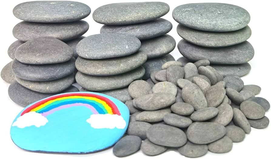 120PCS Painting Rocks, DIY Rocks Flat & Smooth Kindness Rocks for Arts, Crafts, Decoration, Mediu... | Amazon (US)