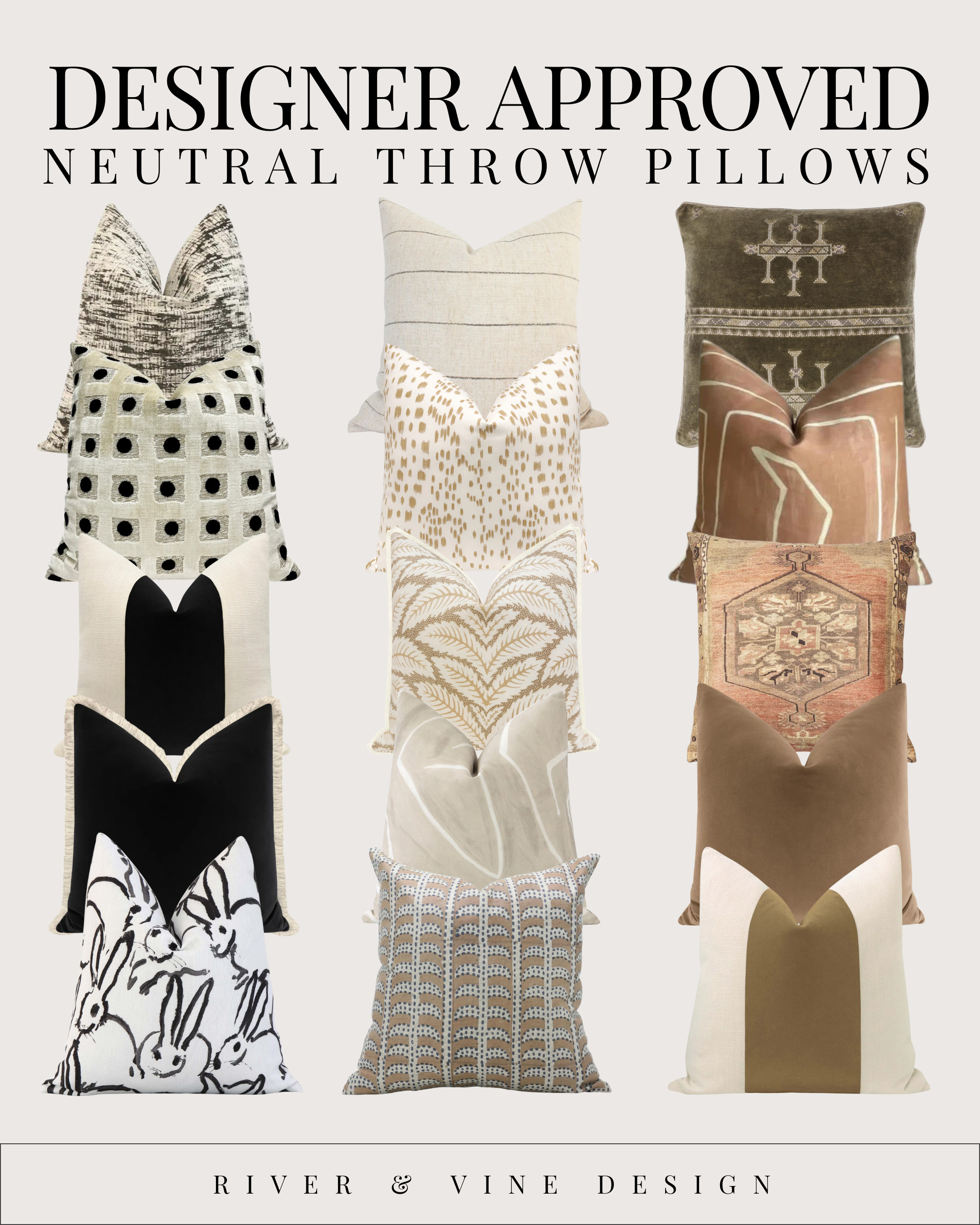 🖤 Designer-Approved Neutral Throw Pillows 🖤
If your sofa, bed, or accent chair feels almost finished… it probably just needs the right pillows. These are my favorite neutral throw pillows — curated for that high-end, designer look without the high-end price tag.

Why these work:
✔ Mix of textures (linen, velvet, embroidery, vintage-inspired)
✔ Subtle patterns + soft neutrals for dimension without visual clutter
✔ Perfect for modern, organic, transitional, or coastal homes
✔ Easy to layer + instantly elevate any space

🛋️ Shop all pillows on my LTK
📌 Save this for your next living room refresh
✨ Follow @river_and_vine_design_ for more elevated home finds

neutral throw pillows, designer throw pillows, pillow combinations for couch, living room decor ideas, modern farmhouse pillows, organic modern decor, aesthetic home accents, sofa styling, pillow combo inspiration 

 #LTKHome