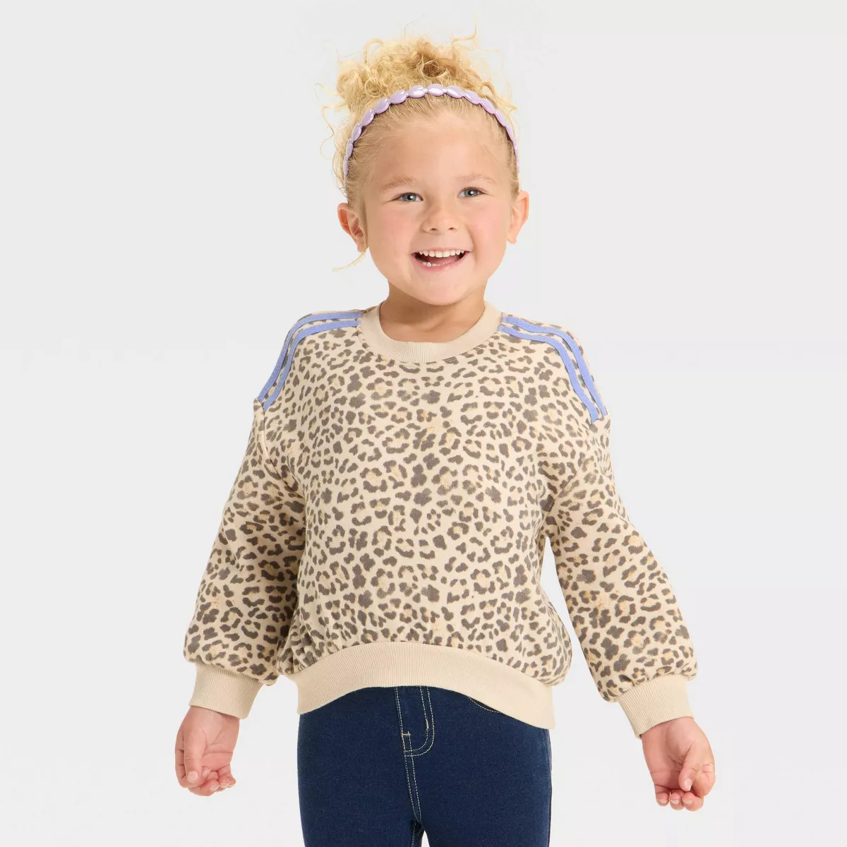 Grayson Mini Toddler Girls' Leopard Printed French Terry Crew Sweatshirt | Target