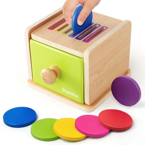 Montessori Toys for 1-3 Year Old: Color Sorting Wooden Drawer Box Toy for Toddlers, Object Perman... | Amazon (US)