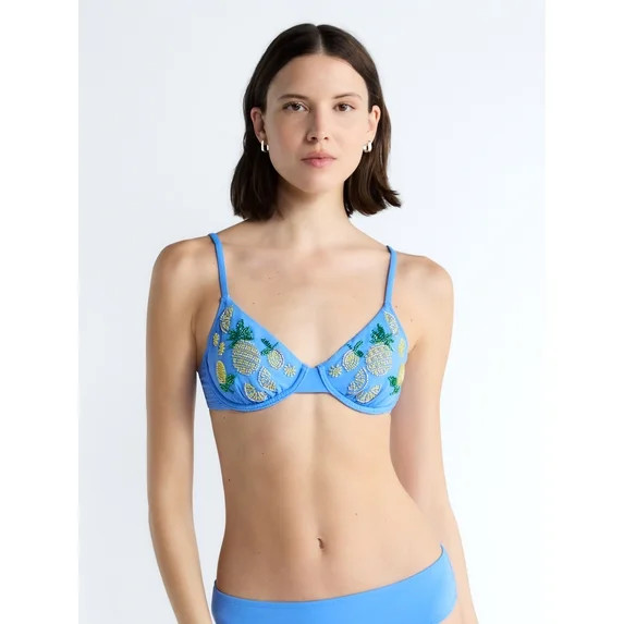 Free Assembly Women's Beaded Demi Underwire Bikini Top, Sizes XS-XL | Walmart (US)