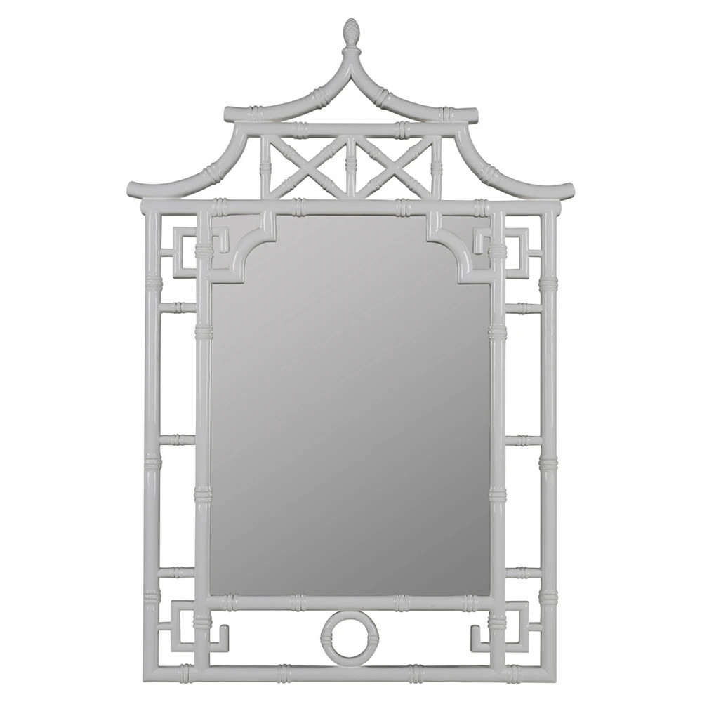 Paloma Modern White Lacquered Pagoda Wall Mirror | Kathy Kuo Home