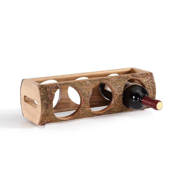 15.2" x 4.7" Stackable Three Bottle Wine Holder Acacia Wood Log Brown - Danya B. | Target