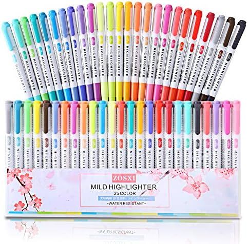 Highlighters Double Ended Mild 25 color Highlighters Fluorescent Marker pen for Coloring Underlin... | Amazon (US)