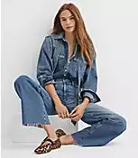 Denim Bow Blouse in Authentic Vintage Mid Wash | LOFT