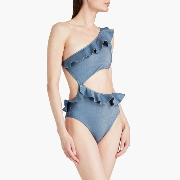 NWT - Zimmermann - Cutout Ruffled Swimsuit - Coral Blue | Poshmark