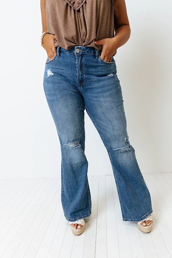 The Kelson High Waist Distressed Flare Curves | Impressions Online Boutique