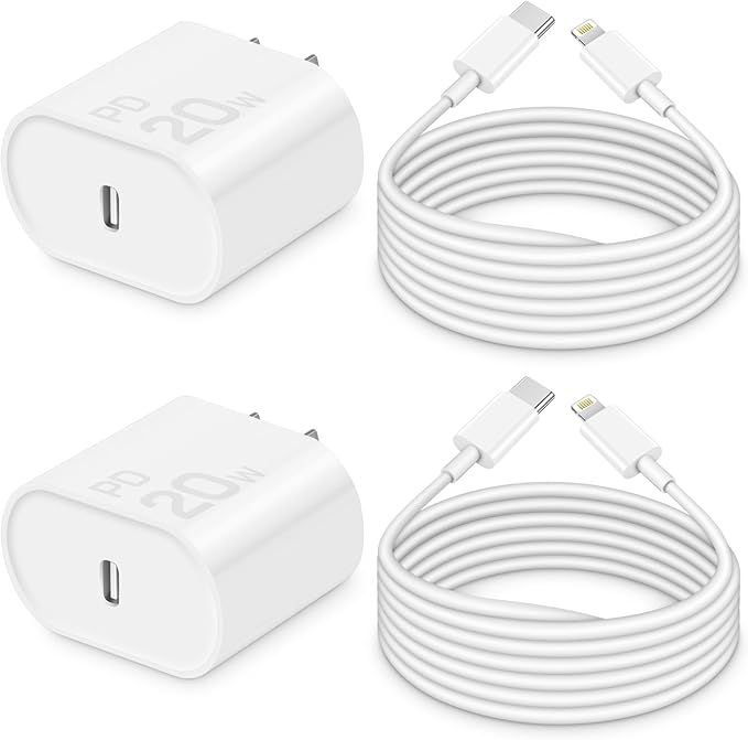 i Phone Charger 10 Ft Fast Charging【MFi-Certified】 2-Pack 20W PD Fast Charger with 6Ft Fast C... | Amazon (US)