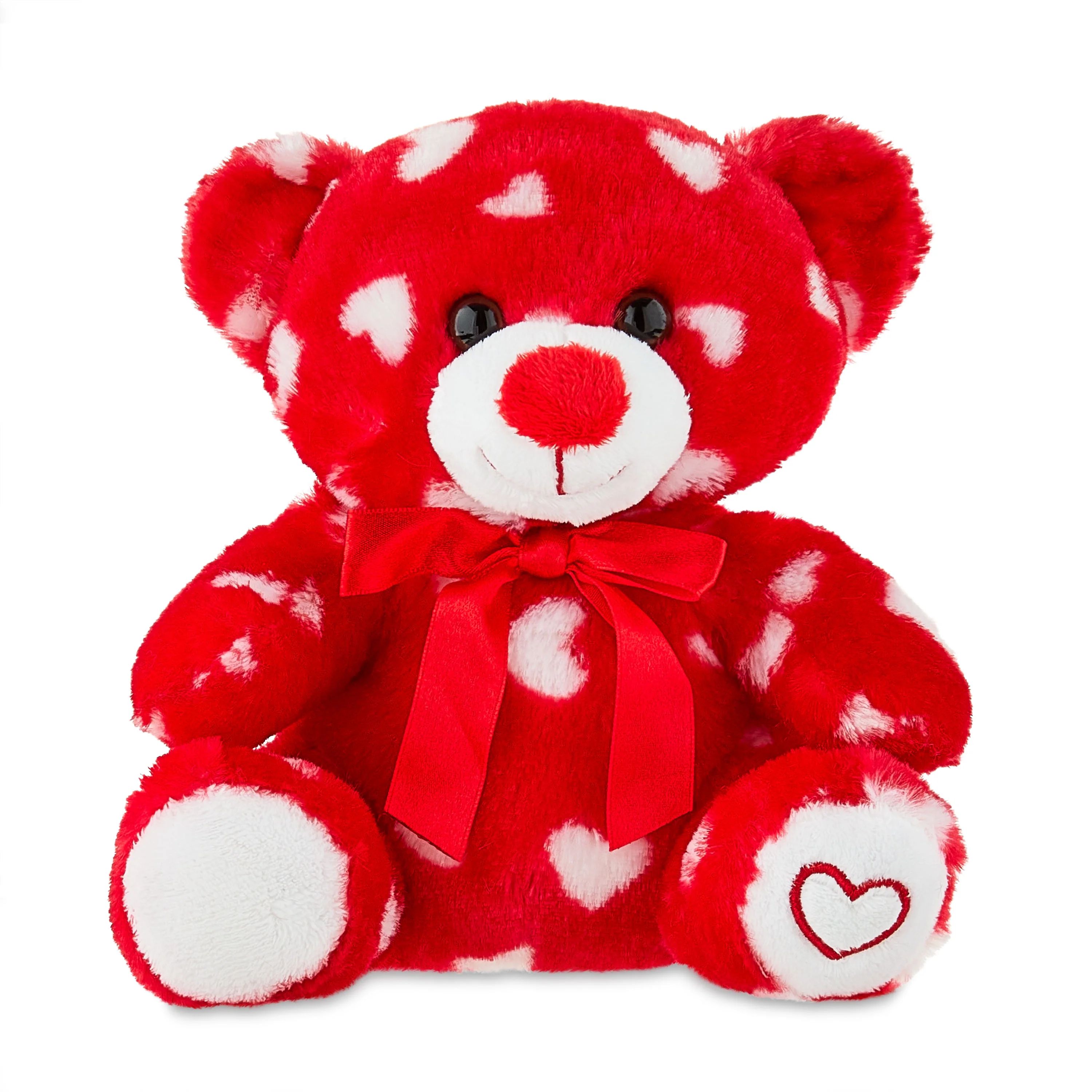 Valentine's Day 8" Red & White Teddy Bear Plush by Way To Celebrate | Walmart (US)