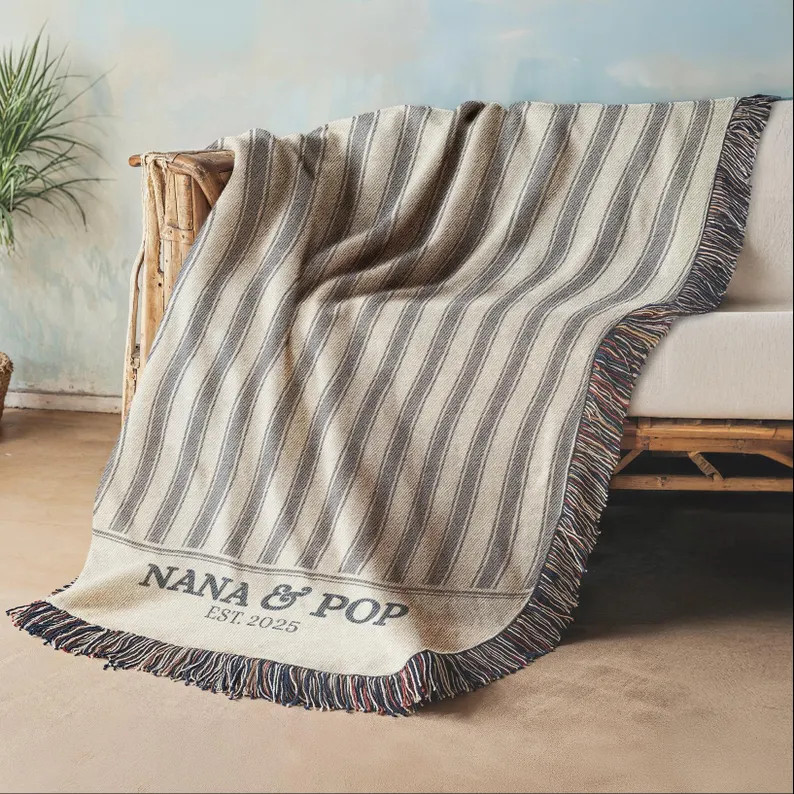 Custom Nana Blanket, Personalized Grandma Gift, Family Name Blanket, Cozy Christmas Throw for Gra... | Etsy (US)