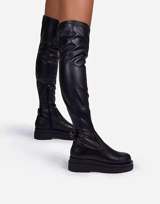 Ego x Molly-Mae Reaching flat over-the-knee boots in black | ASOS (Global)