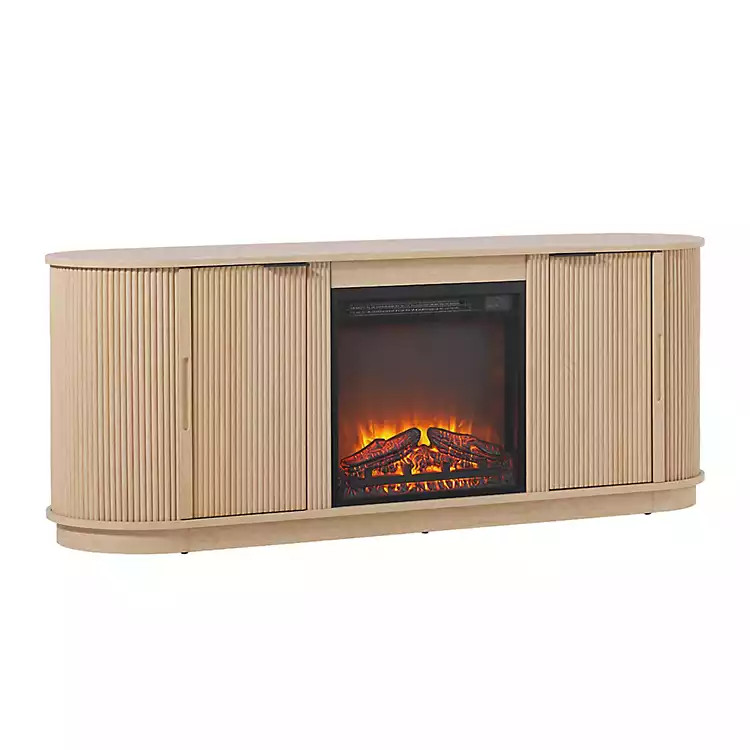 Coastal Oak Reeded Fireplace Media Cabinet | Kirklands Home | Kirklands