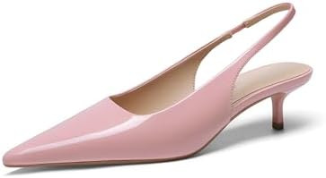 DREAM PAIRS Women's Kitten Heels Slingback Low Closed Toe Comfortable Pumps Pointed Toe Wedding P... | Amazon (US)