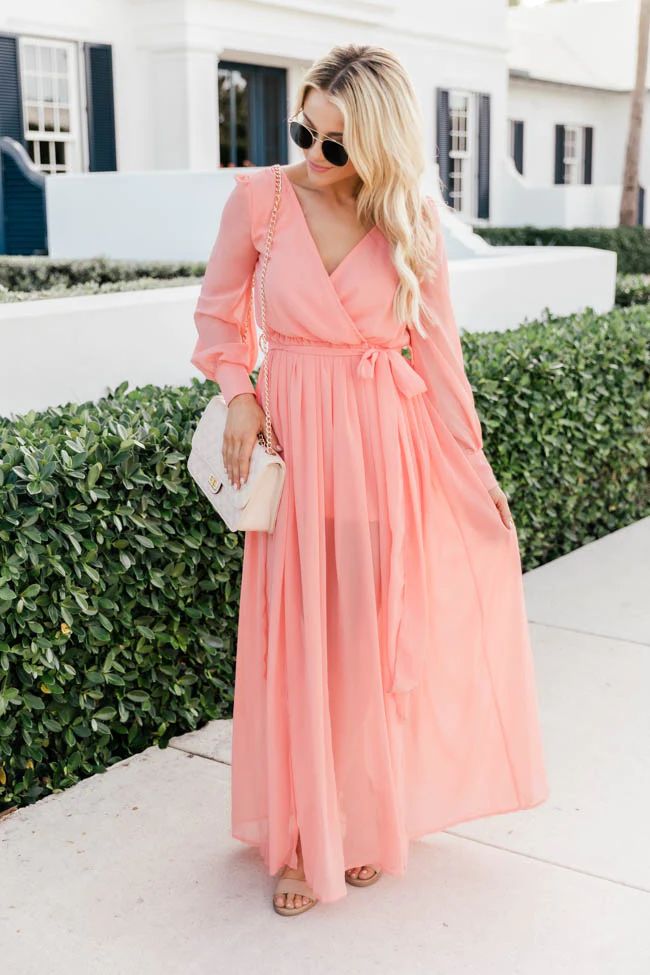 My Dearest Darling Coral Maxi Dress | The Pink Lily Boutique